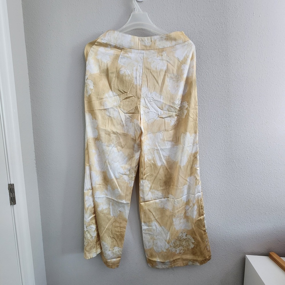 Commense Romance Yellow with white Flowers Floral Printed Wide-leg Pants Size M - Picture 6 of 11
